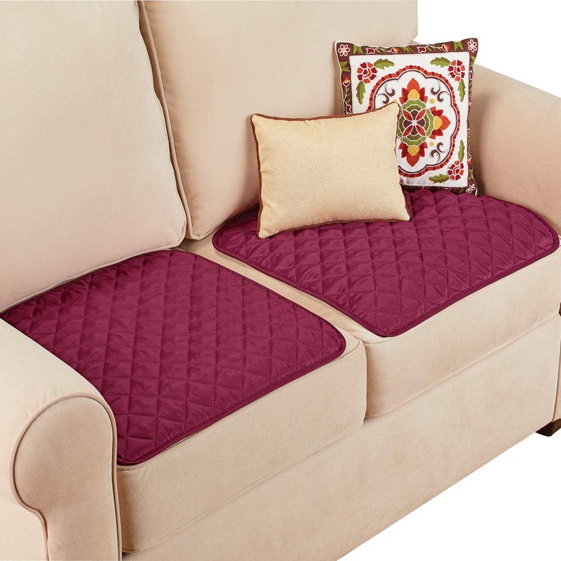 Collections Etc Quilted Waterproof Seat Protector - Set of 2 - Machine Washable, Use for Indoor or Outdoor Seating, Burgundy - Image 1
